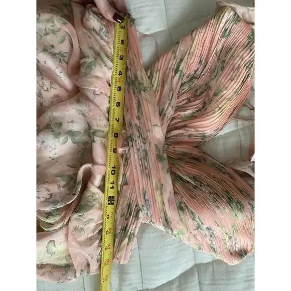 Mac Duggal - Women’s Tiered Pink Floral Chiffon Gown, cutout back, size 10 - Picture 13 of 13